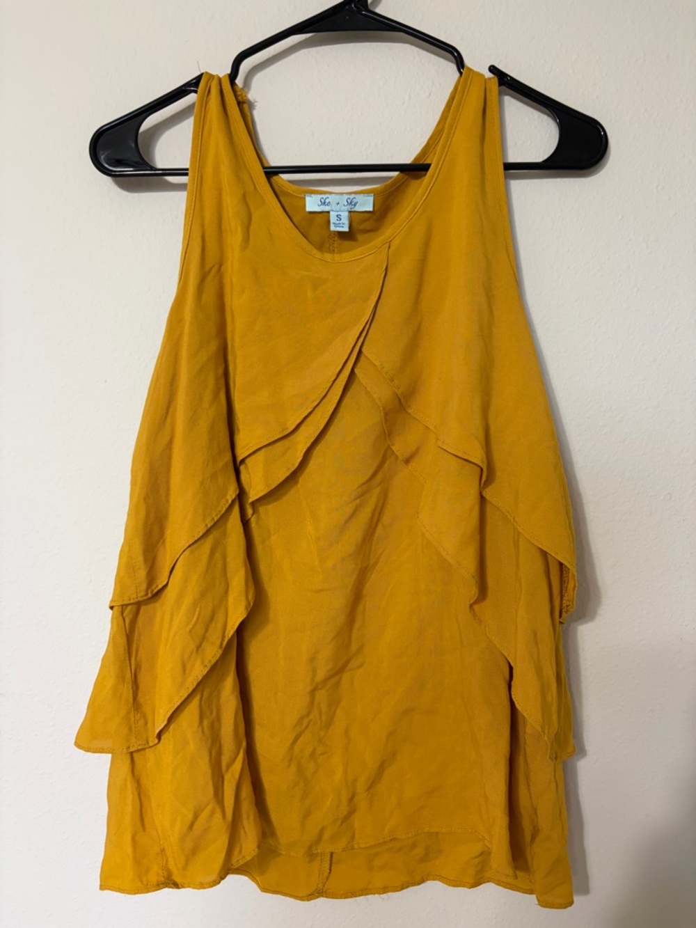Mustard Ruffle Layer Tank Top